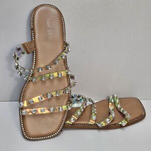 Nine West Evan Iridescent Sandals Women size 8.5M Summer Beach Shoes
